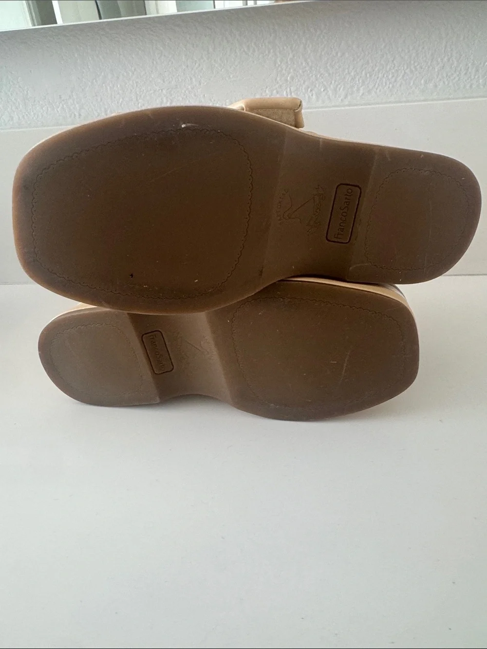 Franco Sarto Neutral Tan Double-Strap Buckle Sandals
